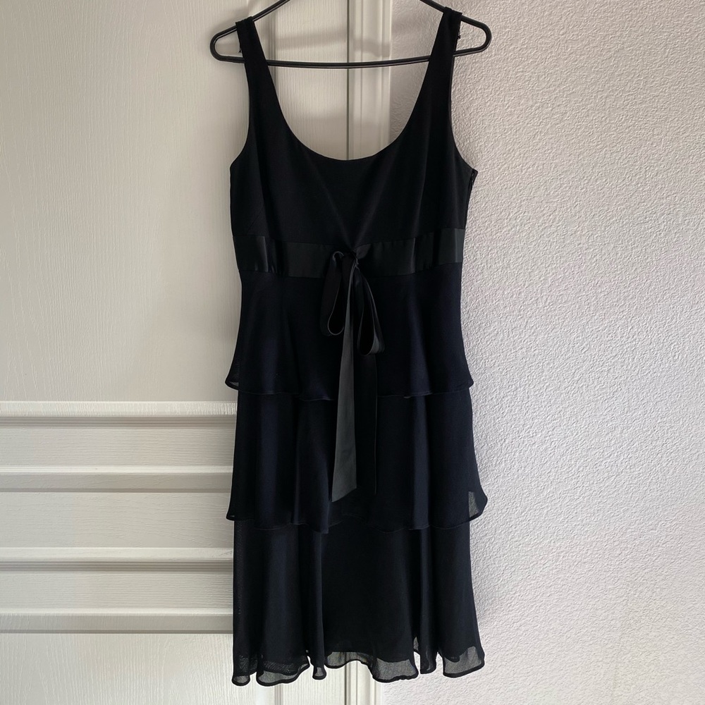 EUC Black, Three-Tiered Dress with Tie